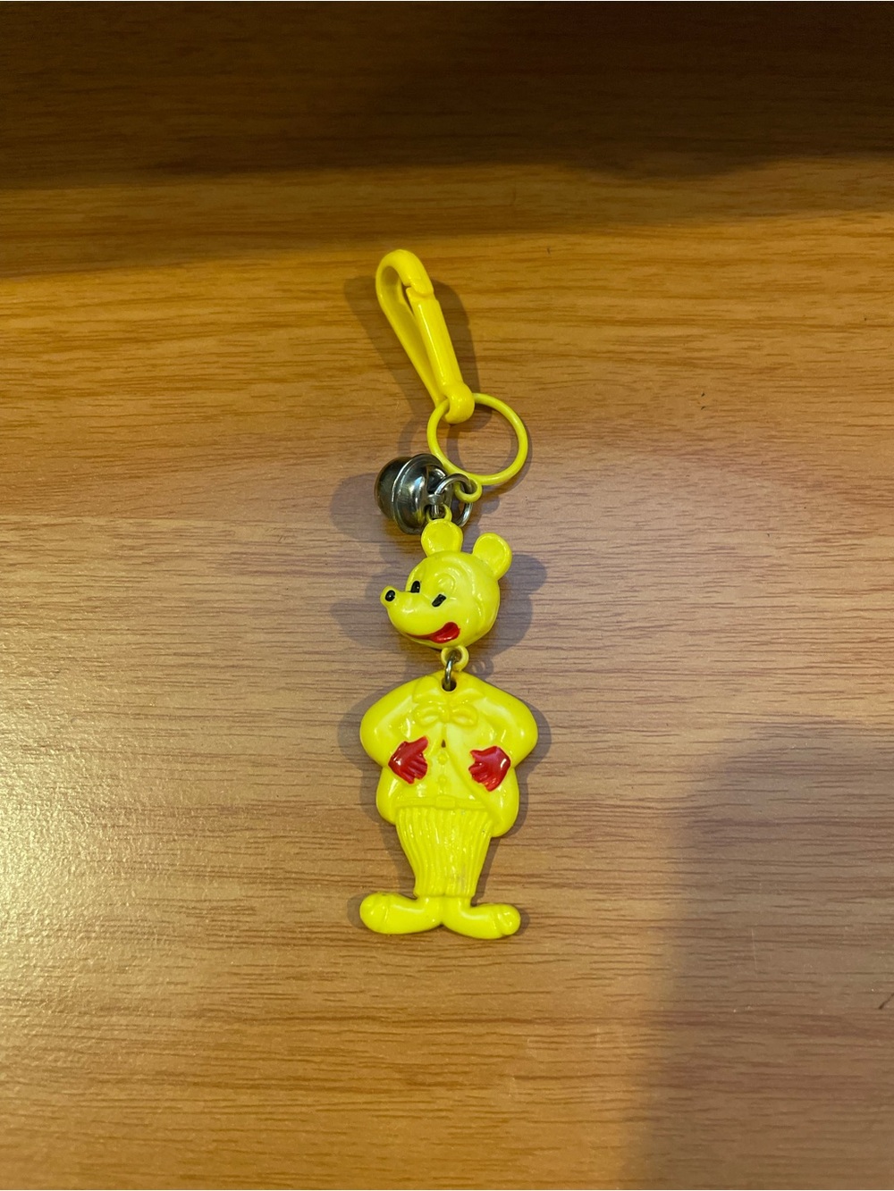 Vintage 1980s Plastic Bell Charm Mickey Dangling Head Body 80s Clip On Necklace